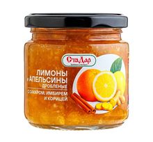 Лимоны и апельсины "СтаДар" дробленые с сахаром, имбирем и корицей 210г. Слуцк