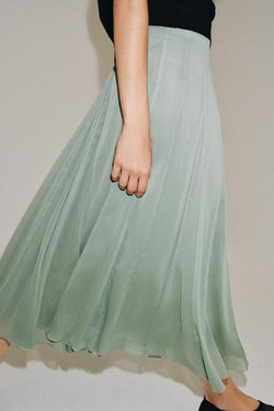 ZARA ЮБКА МИДИ — ZW COLLECTION, ПАСТЕЛЬНО-ЗЕЛЕНЫЙ