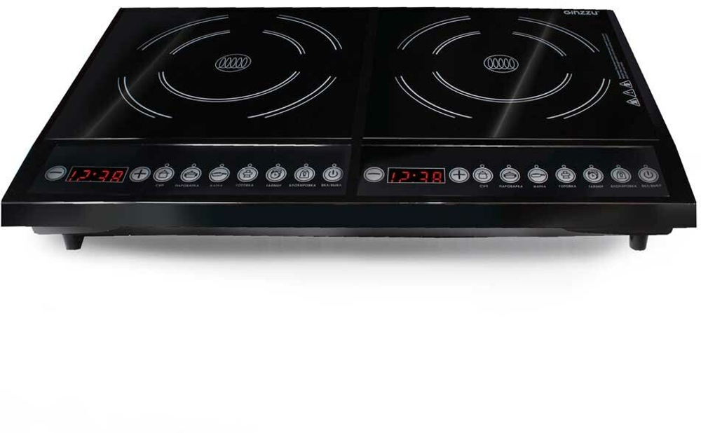 Индукционная настольная плита Ginzzu HCI-213, Black 2 конфорки 2000+2000Вт