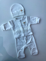 Комплект на выписку (кофта, ползунки, шапка)  (Малышеево) интерлок Арт: 0305И (Размер: 62)