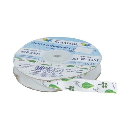 Лента атласная 12 мм с рисунком,цв.P2/001