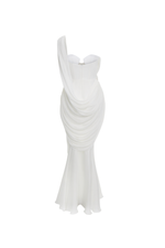 Корсетное платье макси из вискозы и шелка с драпировкой