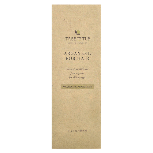 Tree To Tub, аргановое масло в качестве кондиционера для волос, для всех типов волос, бодрящая перечная мята, 250 мл (8,5 жидк. унции)