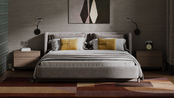 Кровать Basic спальное место 180*200 см (бежевый, рогожка)