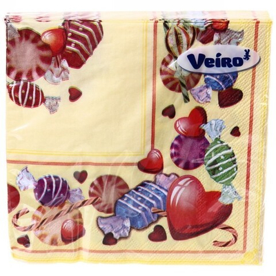 Салфетки бумажные LINIA VEIRO Медвежата, Иван-чай, Конфеты, Лилия, Полев. цветы 3-хсл 20 шт