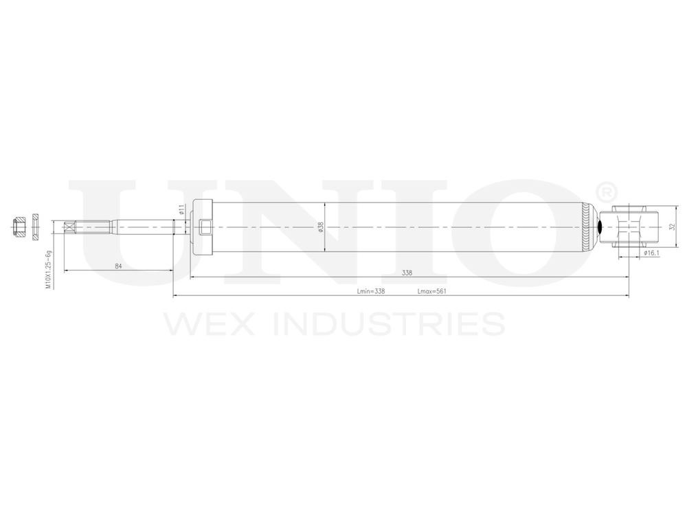Амортизатор газовый задней подвески UNIO SAB-10406