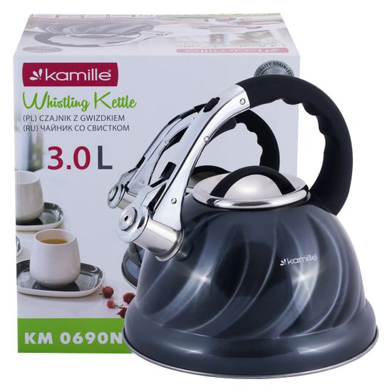 Чайник 3 л. из нержавеющей стали со свистком Kamille KM-0690N