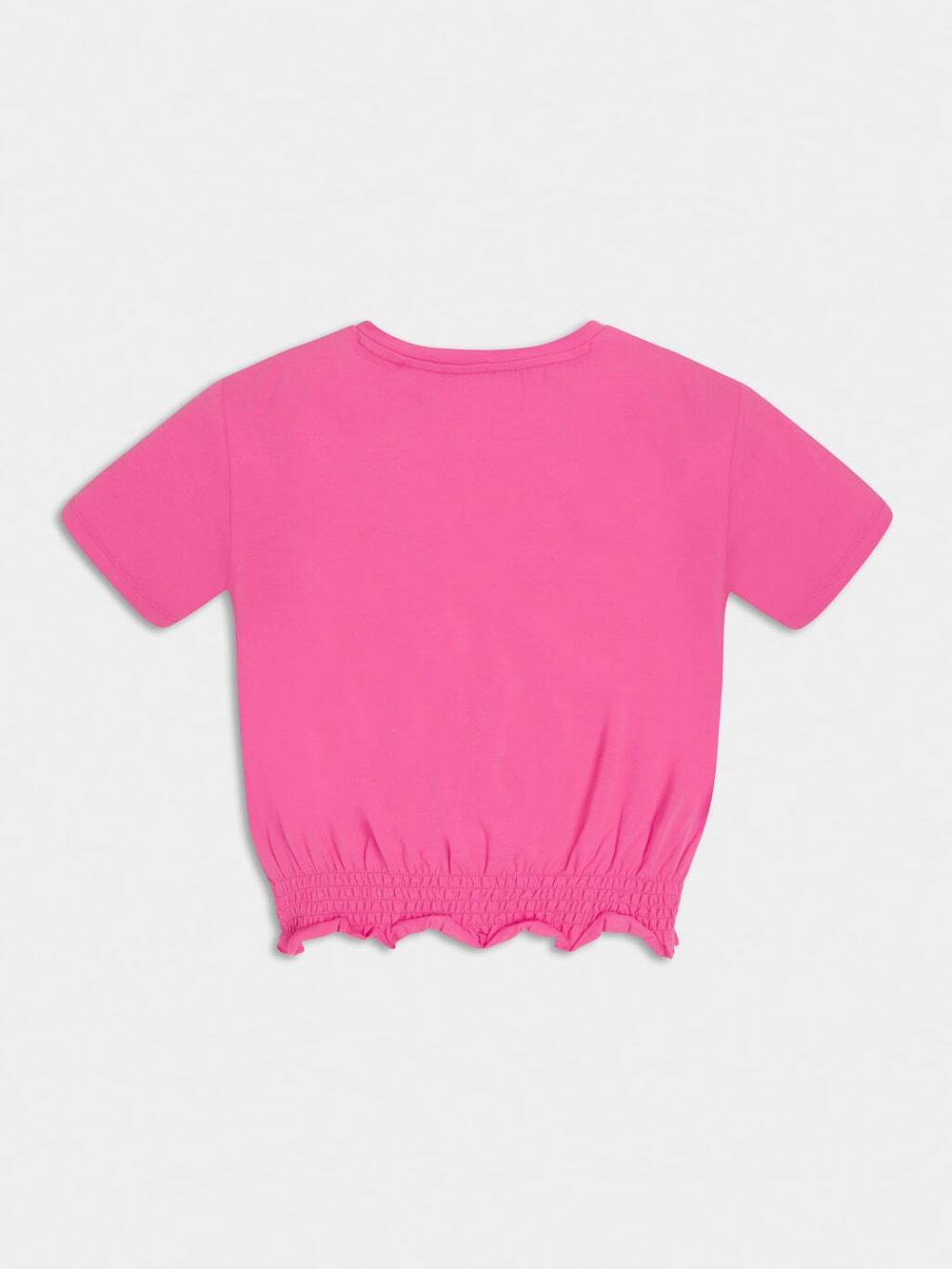 Футболка GUESS Коралловый/Круглый термопринт: долька апельсина, кубики льда, GUESS/Серебристые вышивки/Пайетки (Девочка)