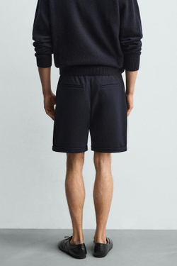 ZARA ШОРТЫ REGULAR FIT COMFORT, МОРСКОЙ СИНИЙ МЕЛАНЖ