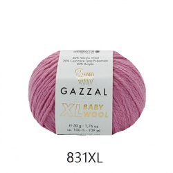Пряжа Baby Wool XL 50 г, 100м, 40%акрил, 40%шерсть мериноса, 20%кашемир, 40%акрил (цена за 1 шт)
