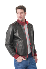 KHIMEONE Мужская кожаная демисезонная куртка (натуральная кожа, овчина)