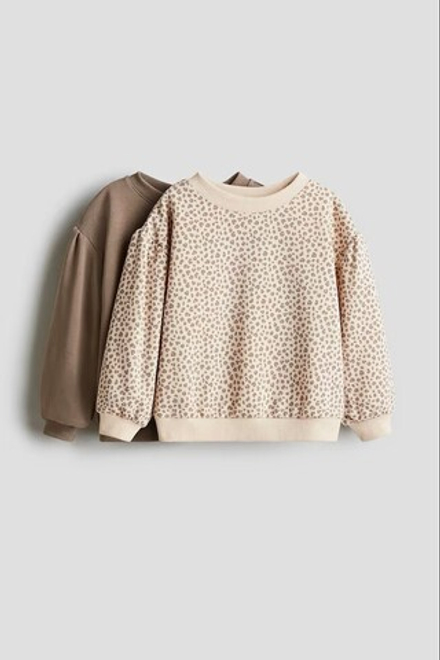 H&M Набор из двух толстовок с объёмными рукавами, земляной