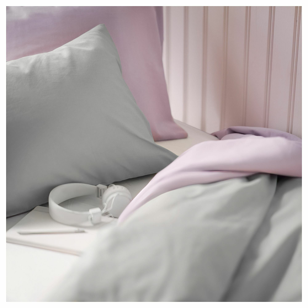 Комплект постельного белья IKEA NATTSVARMARE (НАТТСВАРМАРЕ), Двуспальный, Серый, 240x220, 50x80 см