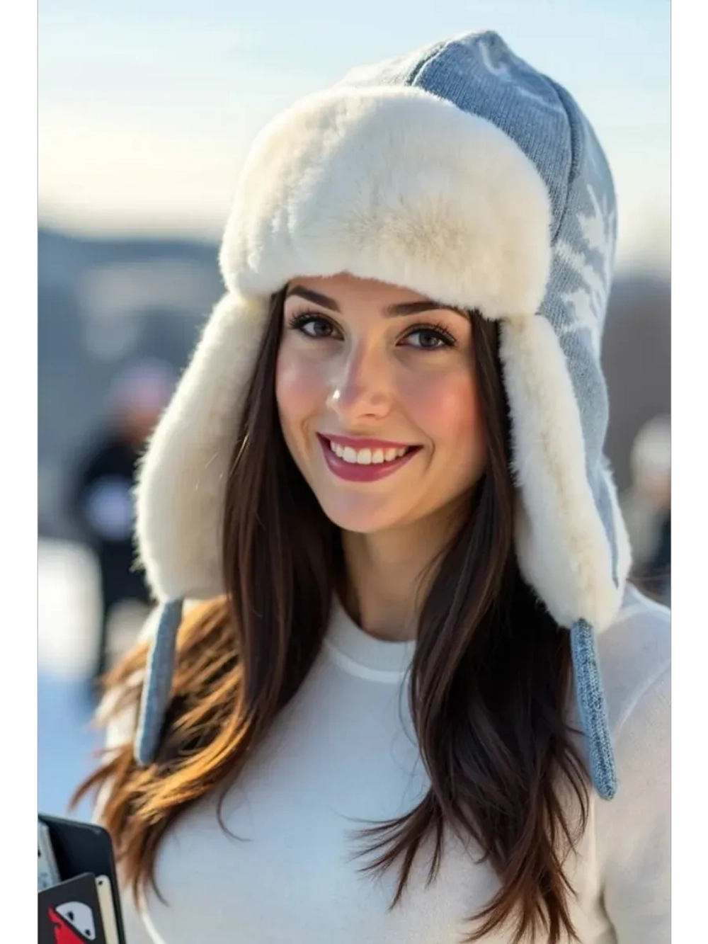 шапка зимняя ушанка вязаная с мехом