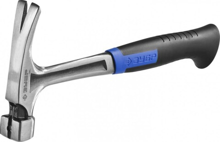 Молоток-гвоздодер ЗУБР "ПРОФЕССИОНАЛ" цельнокованый с магнитом и двухкомпонентной рукояткой, 580г