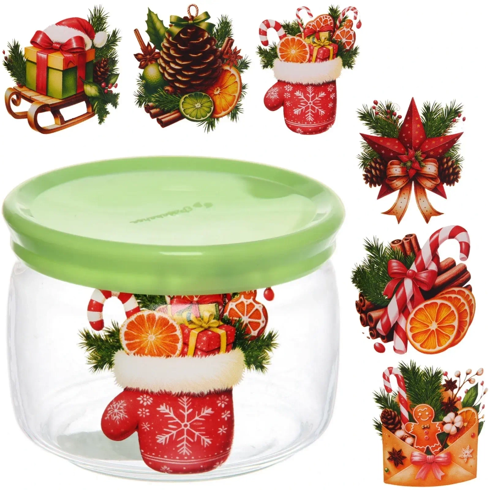 Банка для сыпучих продуктов 420мл «Зимняя фантазия» 6 видов