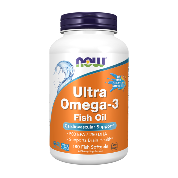 Ультра омега-3, Ultra Omega-3, Now Foods, 180 желатиновых капсул