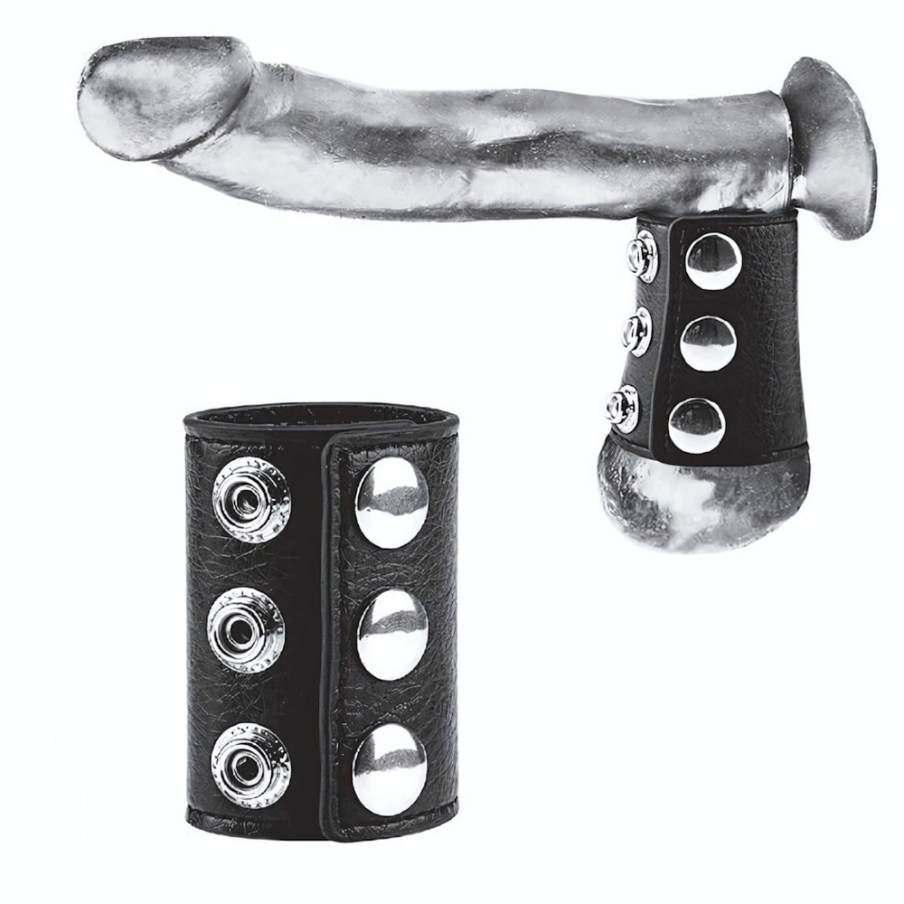 Утяжка на пенис на кнопочках 100% PVC STRAP WITH METAL SNAP (Цвет: черный)