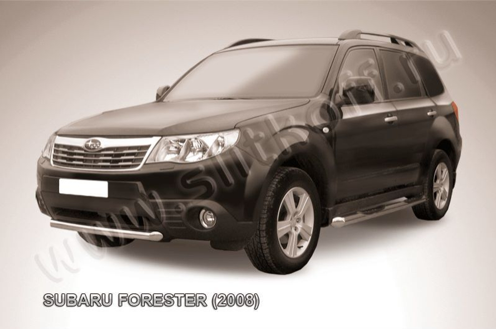 Защита переднего бампера (нержавейка) Subaru Forester (2007-2013) d57 короткая