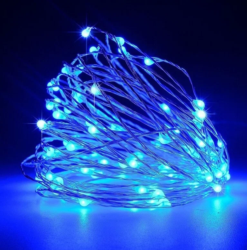 Гирлянда на батарейках (4м.) на проволоке Синий SZV55