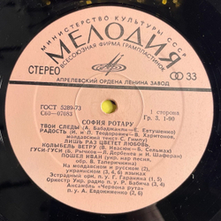 Винтажная виниловая пластинка LP София Ротару II (СССР 1976) Верни Мне Музыку