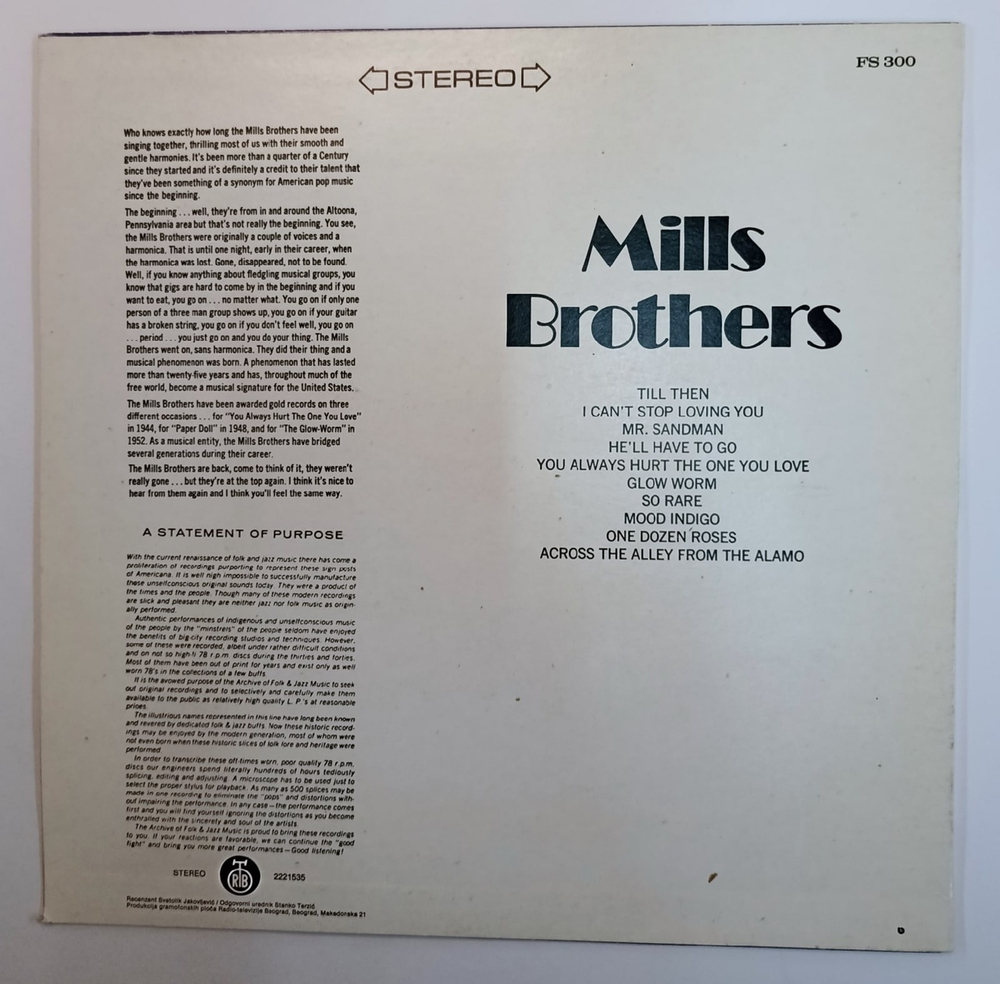 Mills Brothers Mills Brothers (Yugoslavia 1983)
