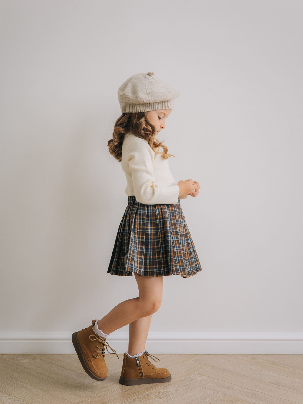 Юбка-шорты в клетку, Серый