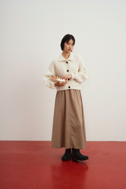 Юбка-трапеция, бежевая