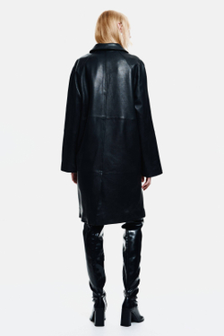 H&M Кожаное пальто, черный