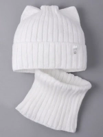 Шапка для девочки осенняя c ушками и снуд