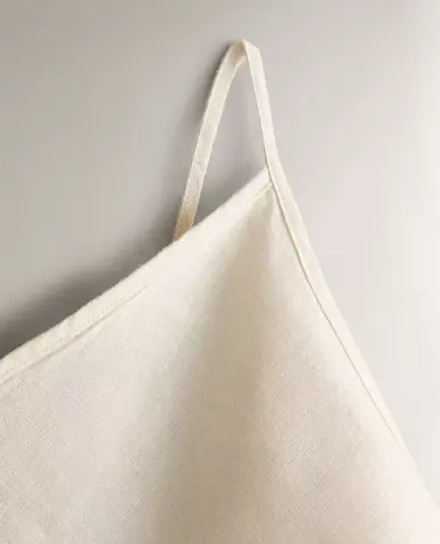 ZARA HOME ЛЬНЯНОЙ ТОП С АСИММЕТРИЧНЫМ ВЫРЕЗОМ, ЭКРЮ