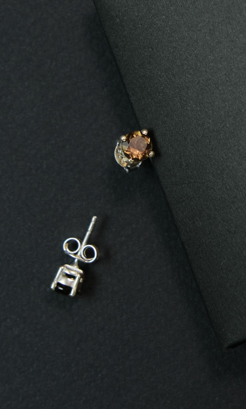 Серьги пуссеты "Memo about Career" из раухтопаза с серебром 925