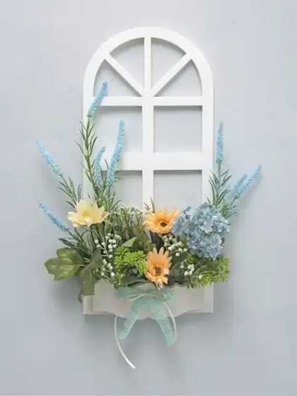 Панно на стену для интерьера "Окно с цветами"