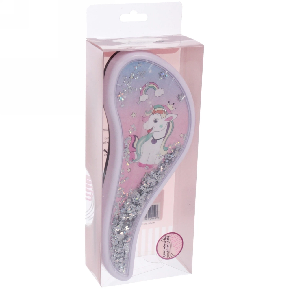 Расческа массажная детская «Prestige - Единорожек Лили», микс 4 цвета, 8*19 (коробка PVC)