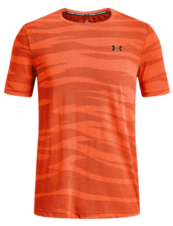 Мужская теннисная футболка Under Armour Seamless Wave Short Sleeve - orange blast/black