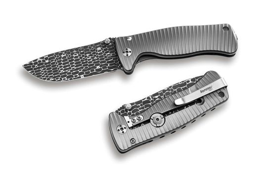 Складной нож Lion Steel "SR-2 MINI" L/SR2DL c клинком из стали Damasteel, рукоять титан