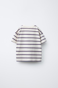ZARA X PUKAS ФУТБОЛКА В ПОЛОСКУ С ЛОГОТИПОМ PUKAS SURF, БЕЛЫЙ