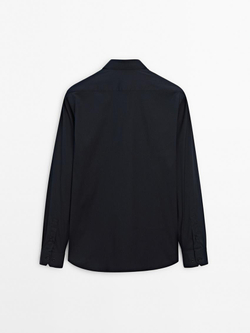 Massimo Dutti Рубашка облегающего кроя из эластичной ткани, темно-синий