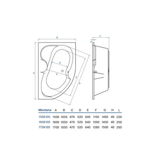 Акриловая ванна Koller Pool MONTANA150X105L белая
