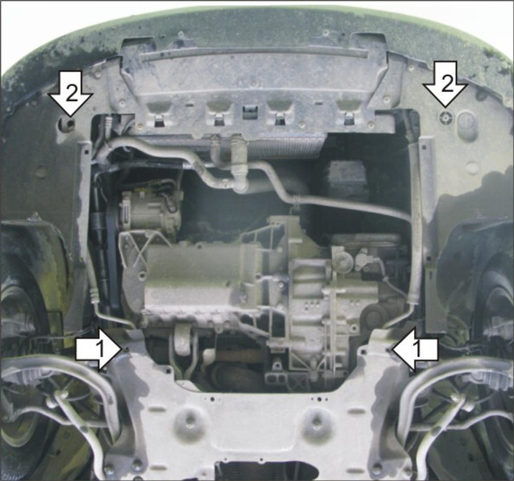 Усиленная защита Motodor картера двигателя, кпп. 2 мм, сталь. для Citroen C5 2004-2008 арт.00410