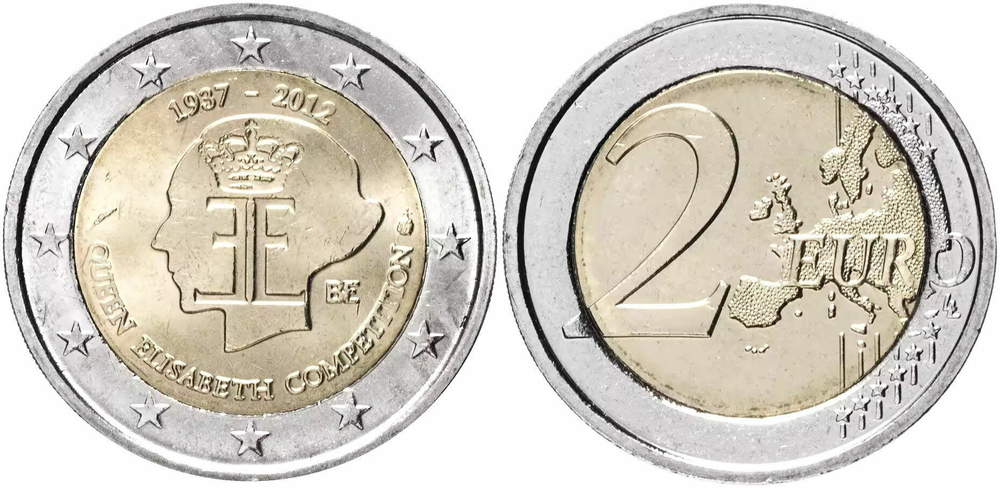 Бельгия 2 евро, 2012 75 лет музыкальному конкурсу имени Королевы Елизаветы aUNC