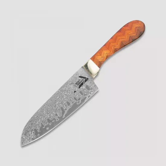 Кухонный нож Santa Fe SF/DKD40 с клинком из стали Damascus, рукоять дерево