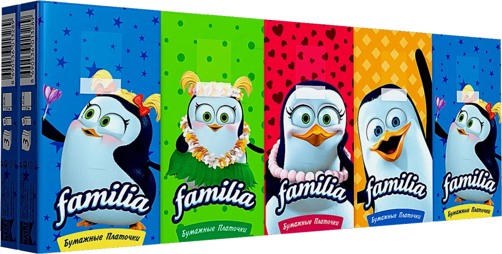 Платочки носовые Familia трехслойные 10*10шт