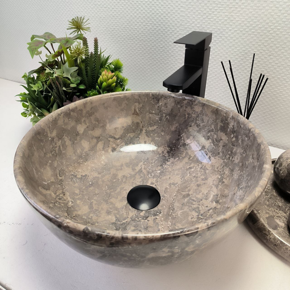 Раковина из мрамора Bowl Grey Tin Lip BM-62988 40*40*17 53