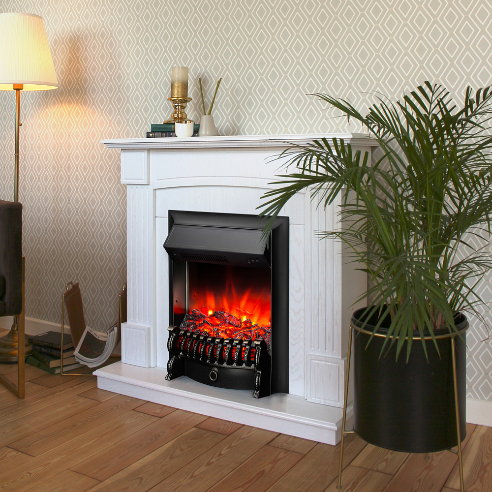 Каминокомплект Real Flame Andrea WT с очагом Fobos Lux Black (без пульта)