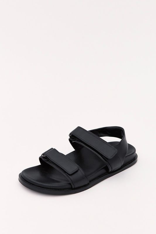 Сандалии из натуральной кожи на липучках, черный