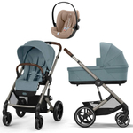 Коляска Cybex Balios S Lux TPE complete Cloud G Almond Beige Plus Base G 4 в 1 Stormy Blue с дождевиками