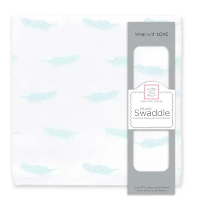 SwaddleDesigns SDM-148D-CH Пеленка муслиновая - Courage and Happiness, Pastel Blue & Pastel SeaCrystal