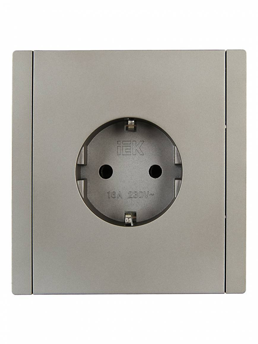 FORTE&PIANO Розетка 1-местная с заземлением без защитных шторок безвинтовое крепление 16А FP514 сталь IEK