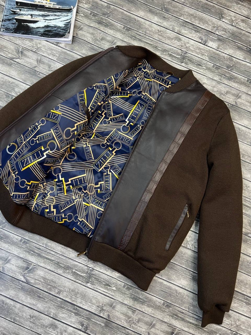 Кожаный бомбер Zilli со вставками кожи крокодила